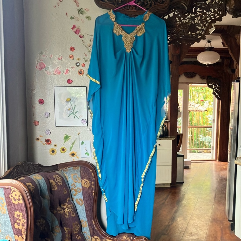 Elegant Blue and Gold Kaftan’s Dress